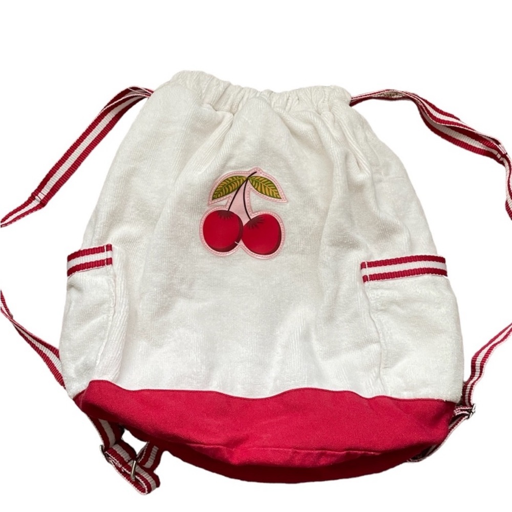 Vintage Cherry Beach Summer Strawberry Shortcake Cooler Drawstring Backpack
